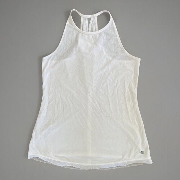 Apana Tops - Apana Strappy Training Tank Top Size SMALL White Mesh Hem Racerback Yoga